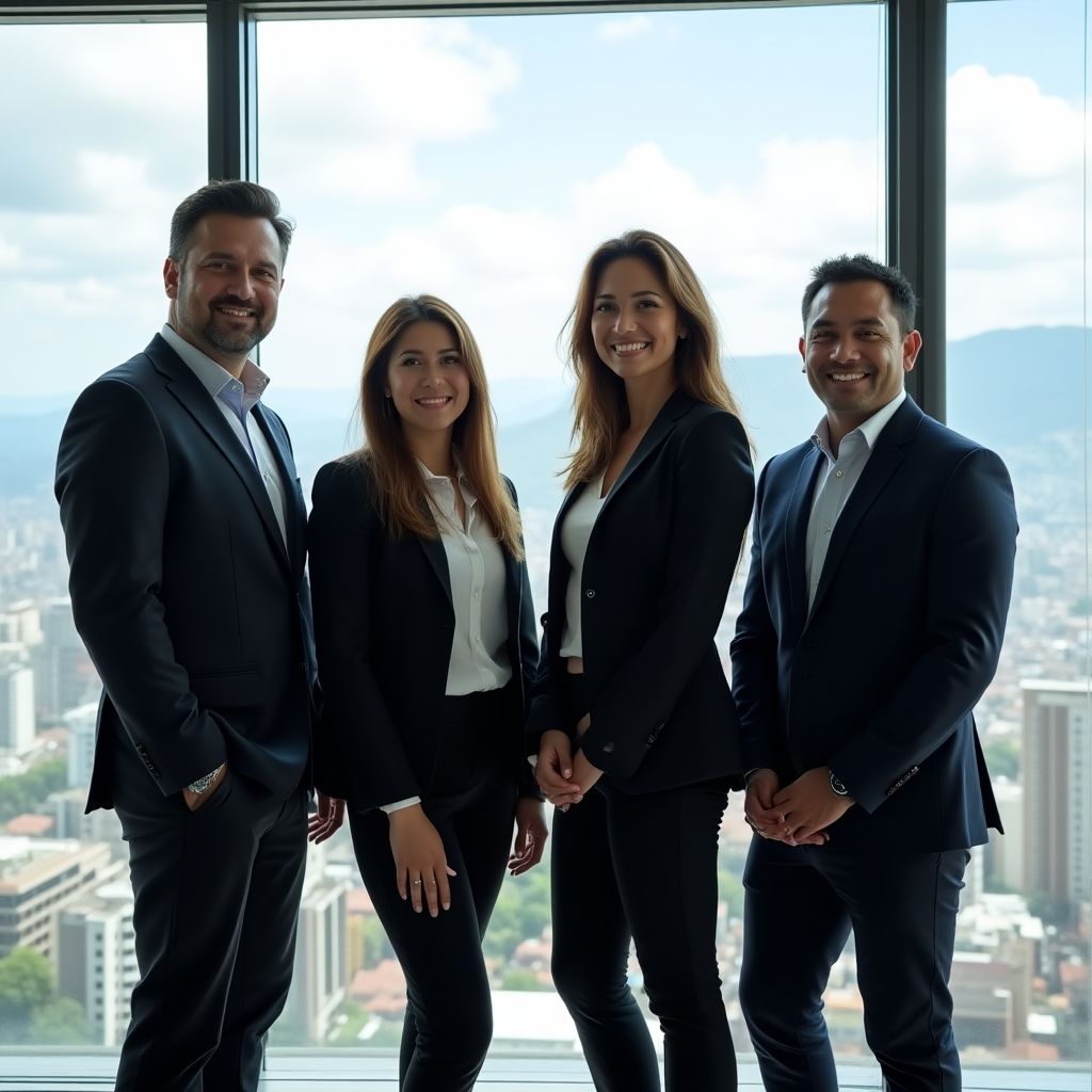 Equipo de InverCol en oficina moderna de Bogotá
